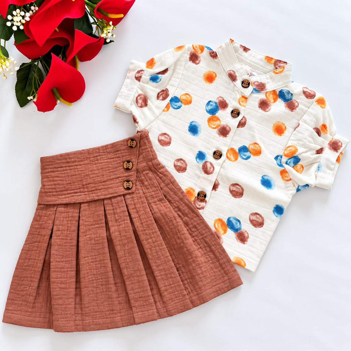Premium Double Layer Muslin Skirt Set DL01