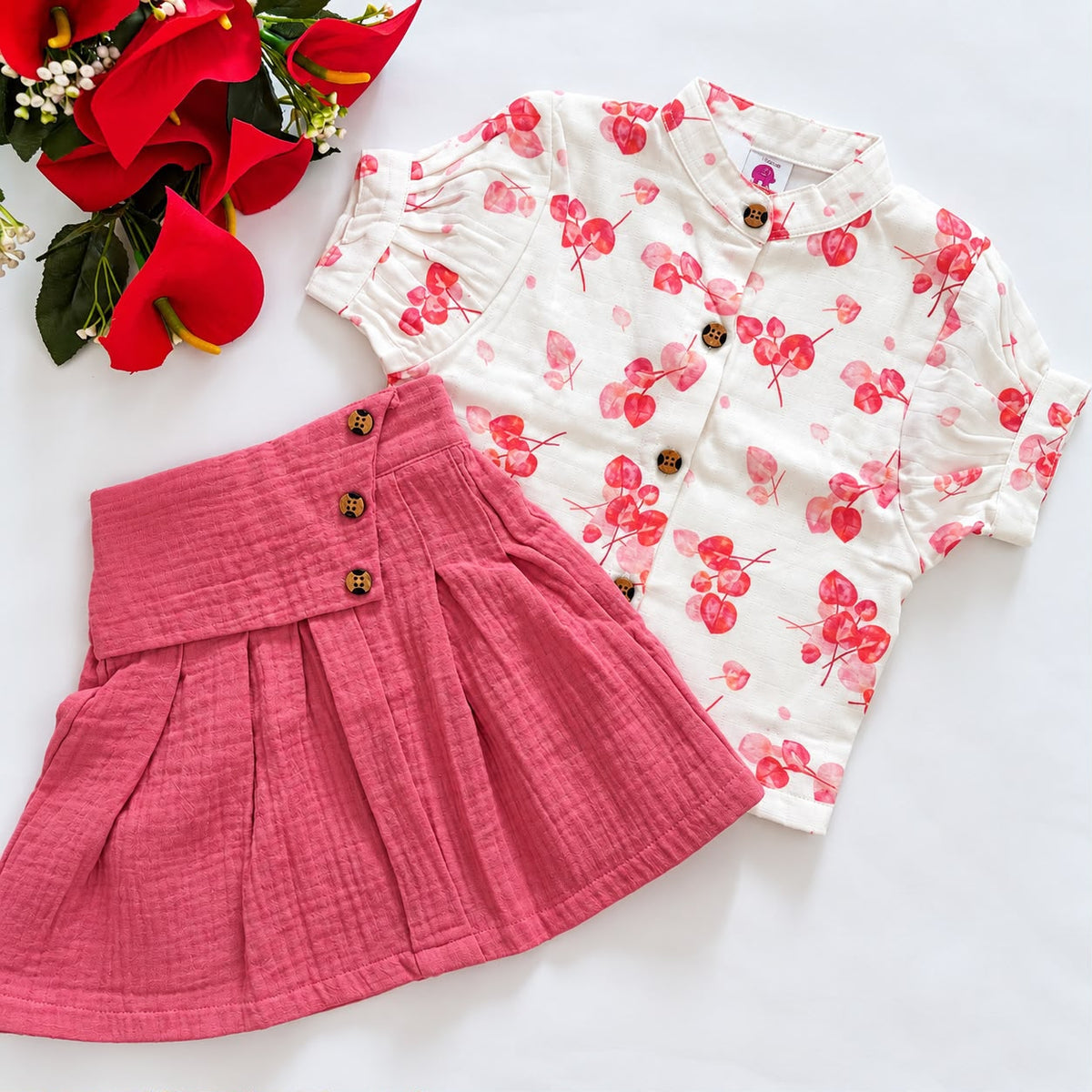 Premium Double Layer Muslin Skirt Set DL01