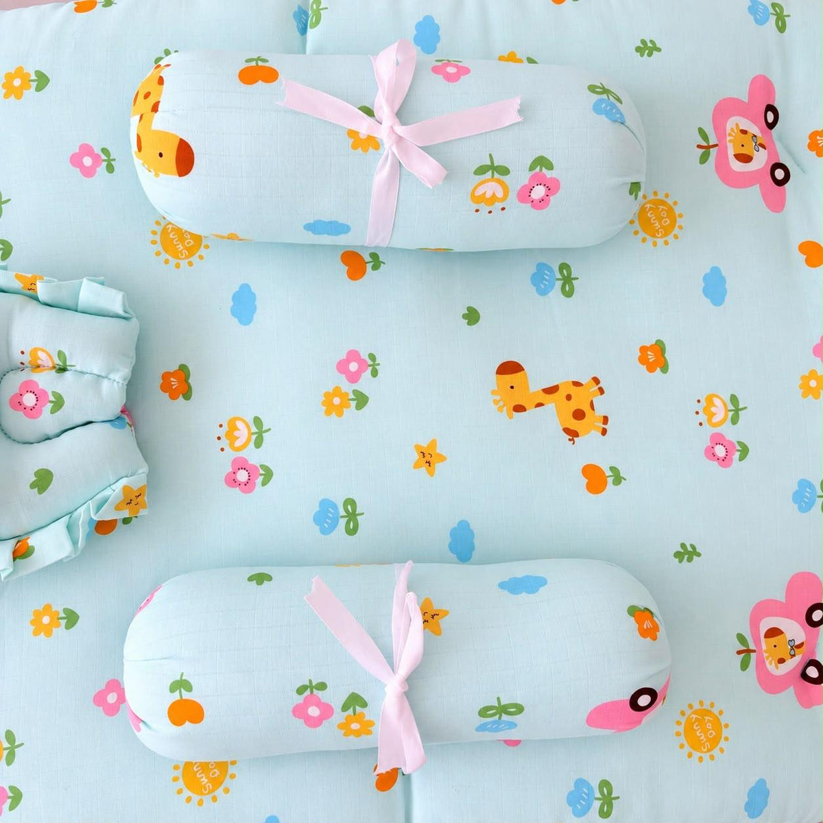 Muslin Bedding Set With Bolster & Head Pillow  MN01