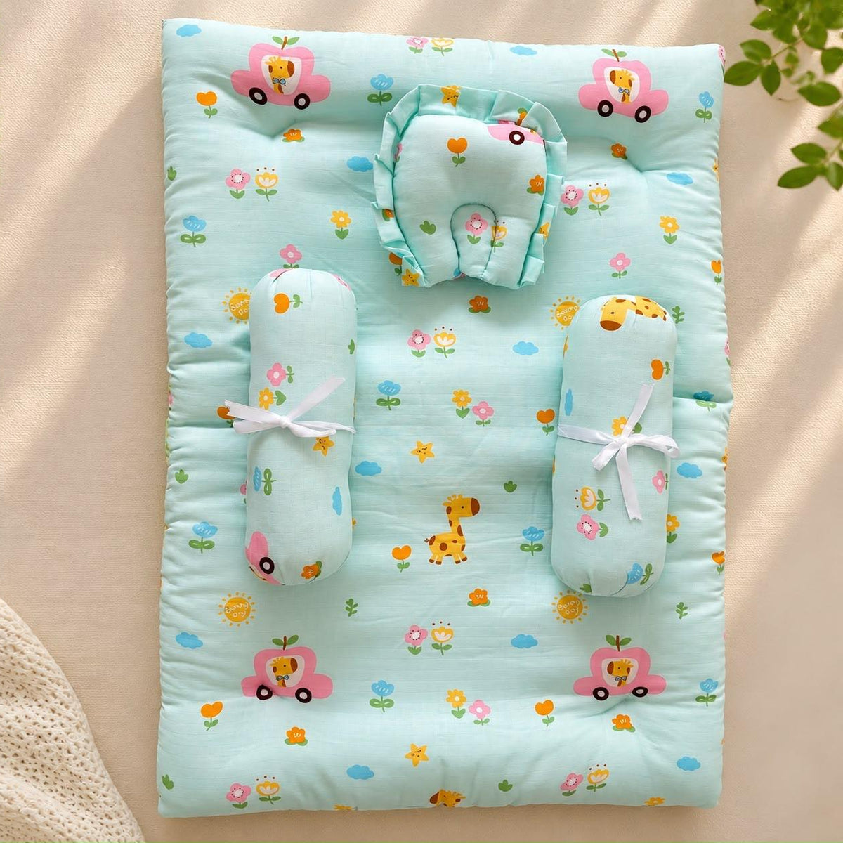 Muslin Bedding Set With Bolster & Head Pillow  MN01