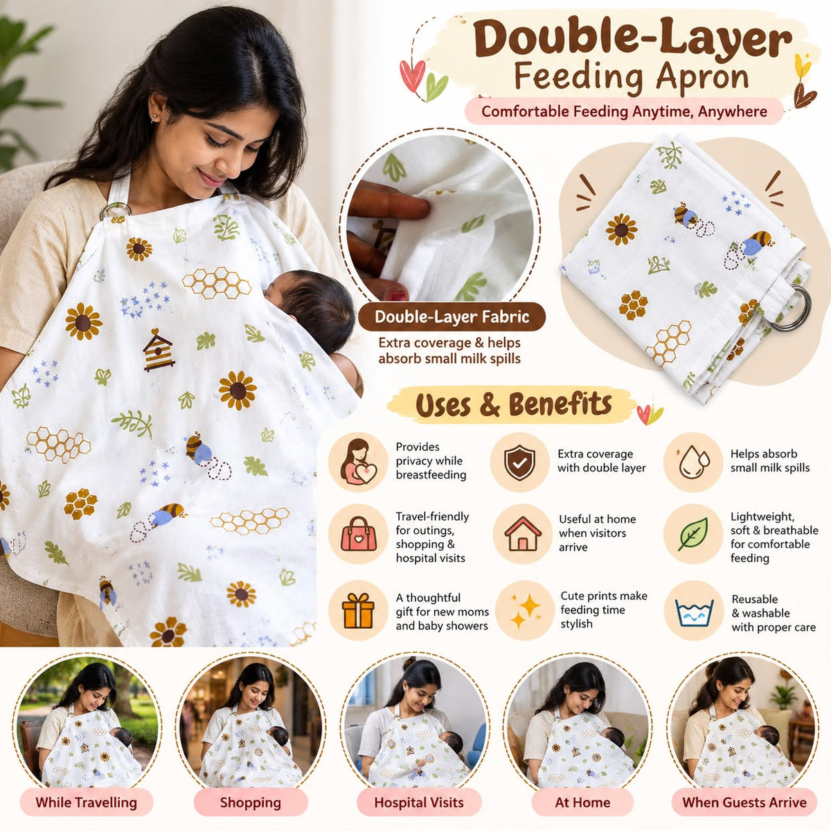 Breast Feeding Apron \ Nursing cover ( Honeybee ) MN01
