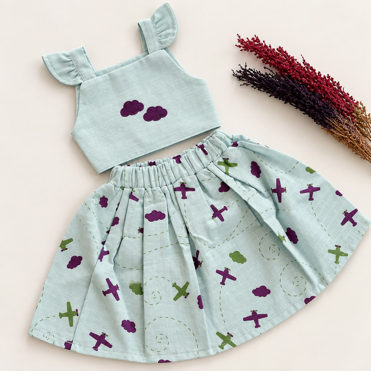 Premium Double Layer Muslin Skirt Set DL01