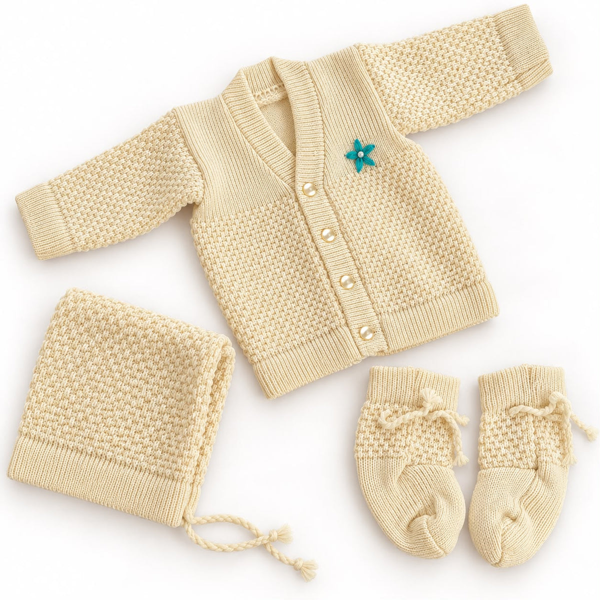 Woollen sweater Cap And Booties Set MN01