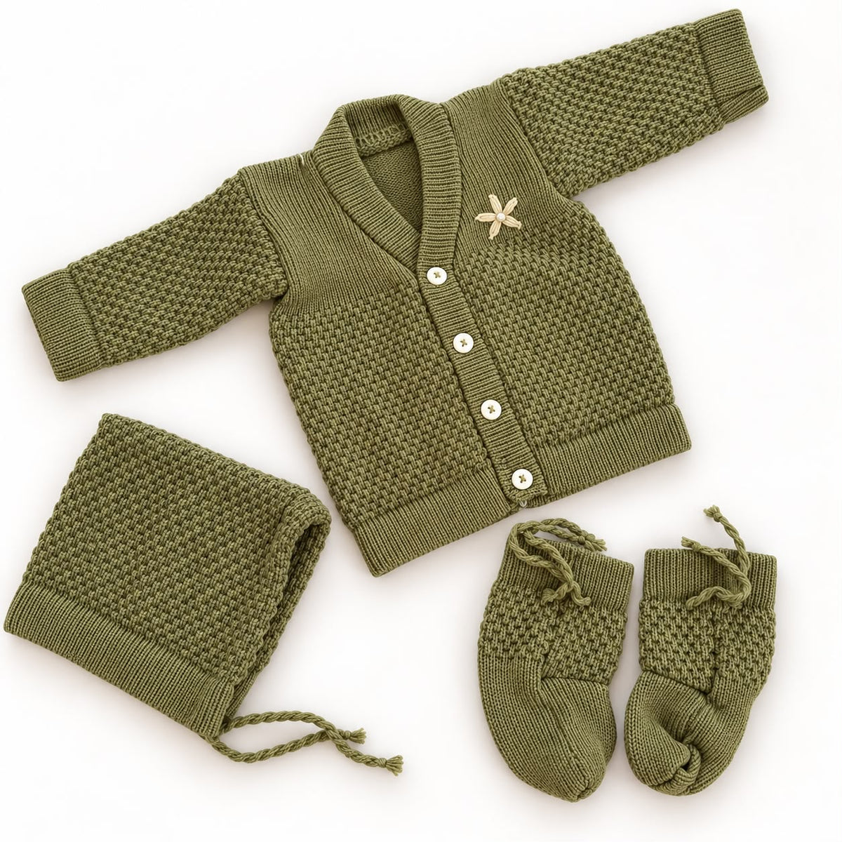 Woollen sweater Cap And Booties Set MN01