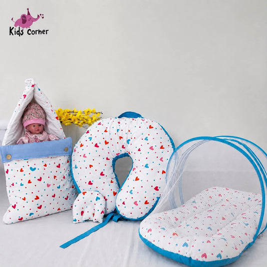Baby Muslin Carry Bed , Mosquito Net Bed & Feeding Pillow Combo MN01