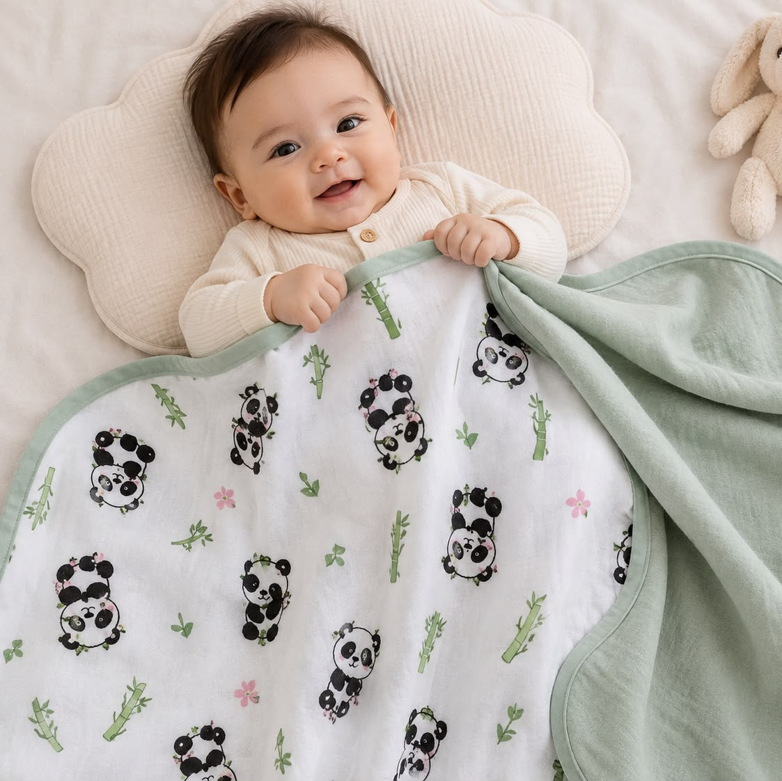 Muslin 6 layer Reversible Blanket MN01 ( Panda )
