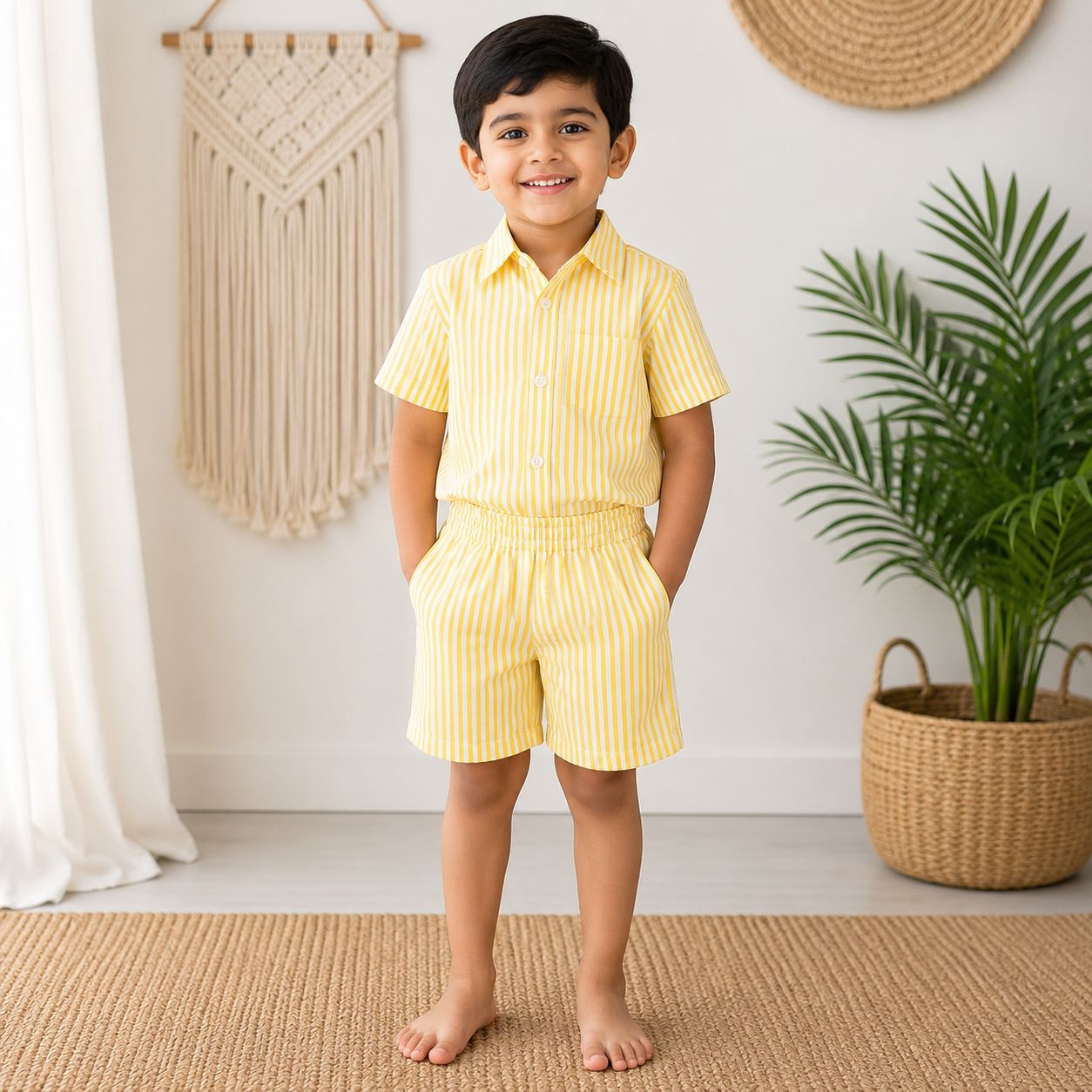 Boys Cotton Shirt And Shorts set