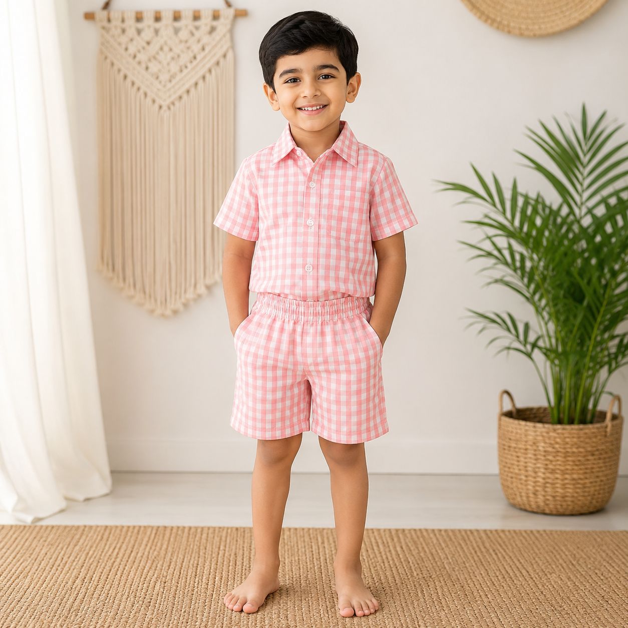 Boys Cotton Shirt And Shorts set