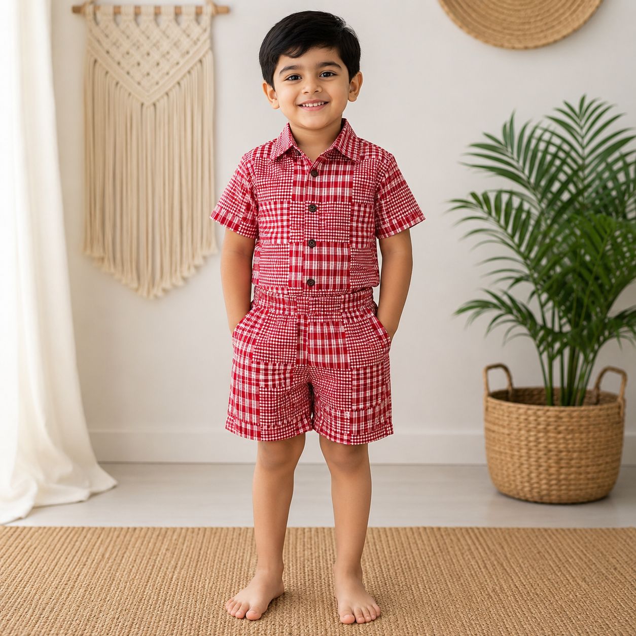 Boys Cotton Shirt And Shorts set