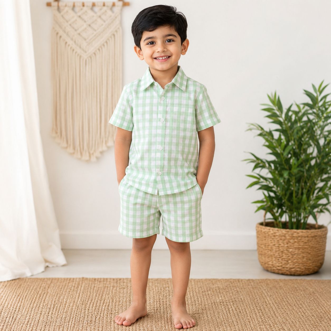 Boys Cotton Shirt And Shorts set