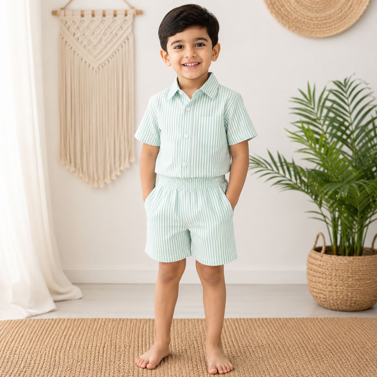 Boys Cotton Shirt And Shorts set