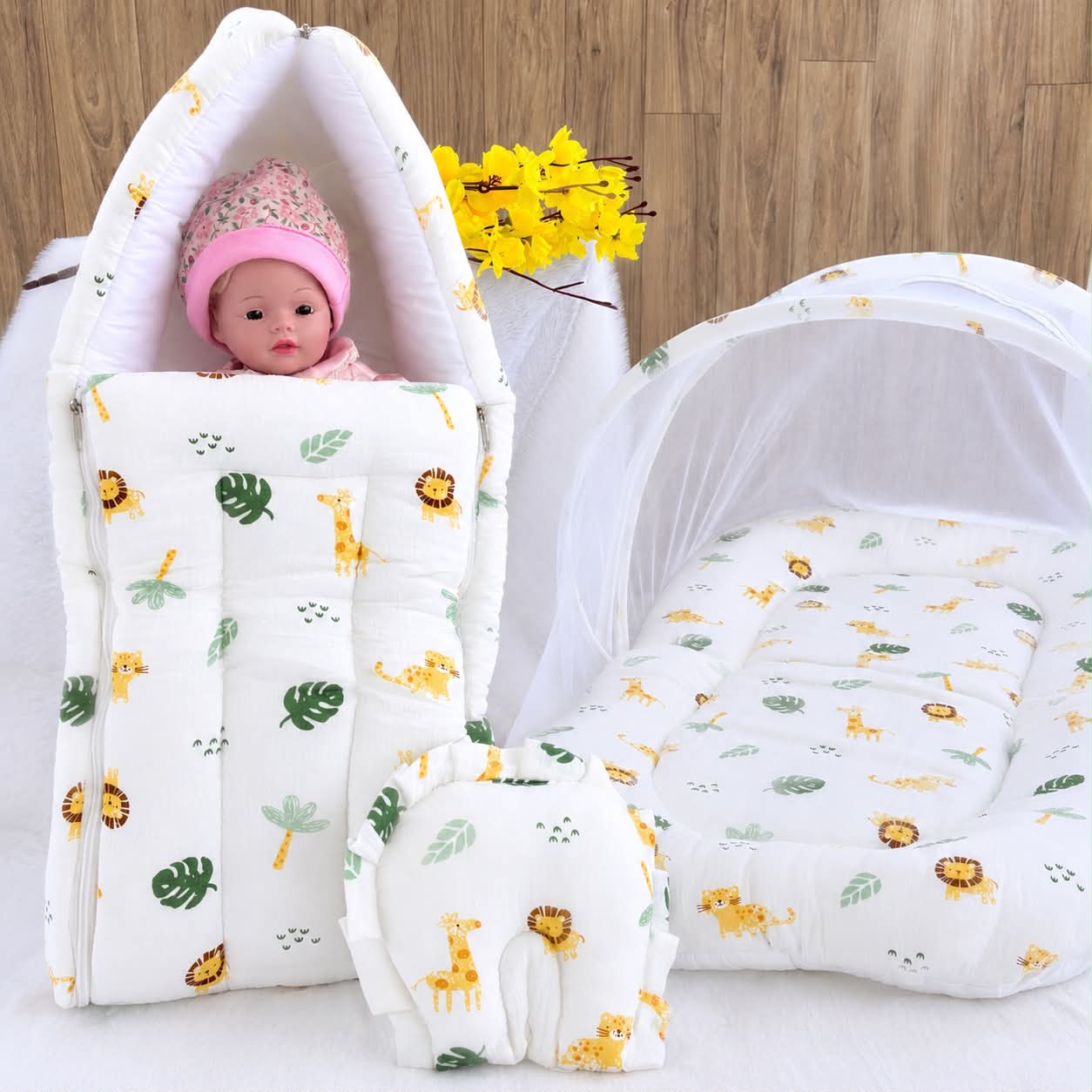 Baby Crinkled Muslin Mosquito Net Bed and Carry Bed Combo MN01