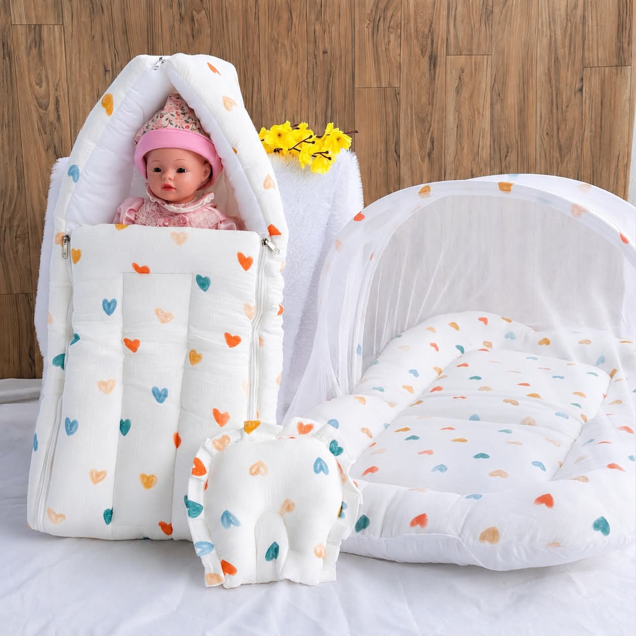 Baby Crinkled Muslin Mosquito Net Bed and Carry Bed Combo MN01