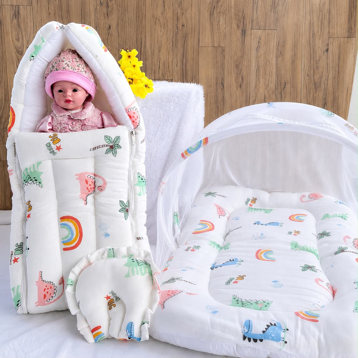 Baby Crinkled Muslin Mosquito Net Bed and Carry Bed Combo MN01