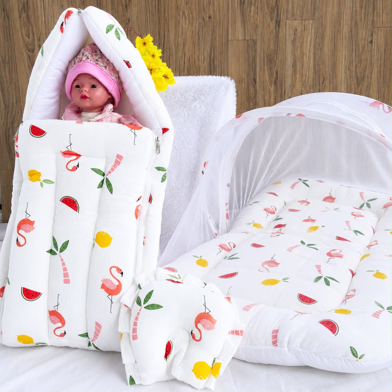 Baby Crinkled Muslin Mosquito Net Bed and Carry Bed Combo MN01