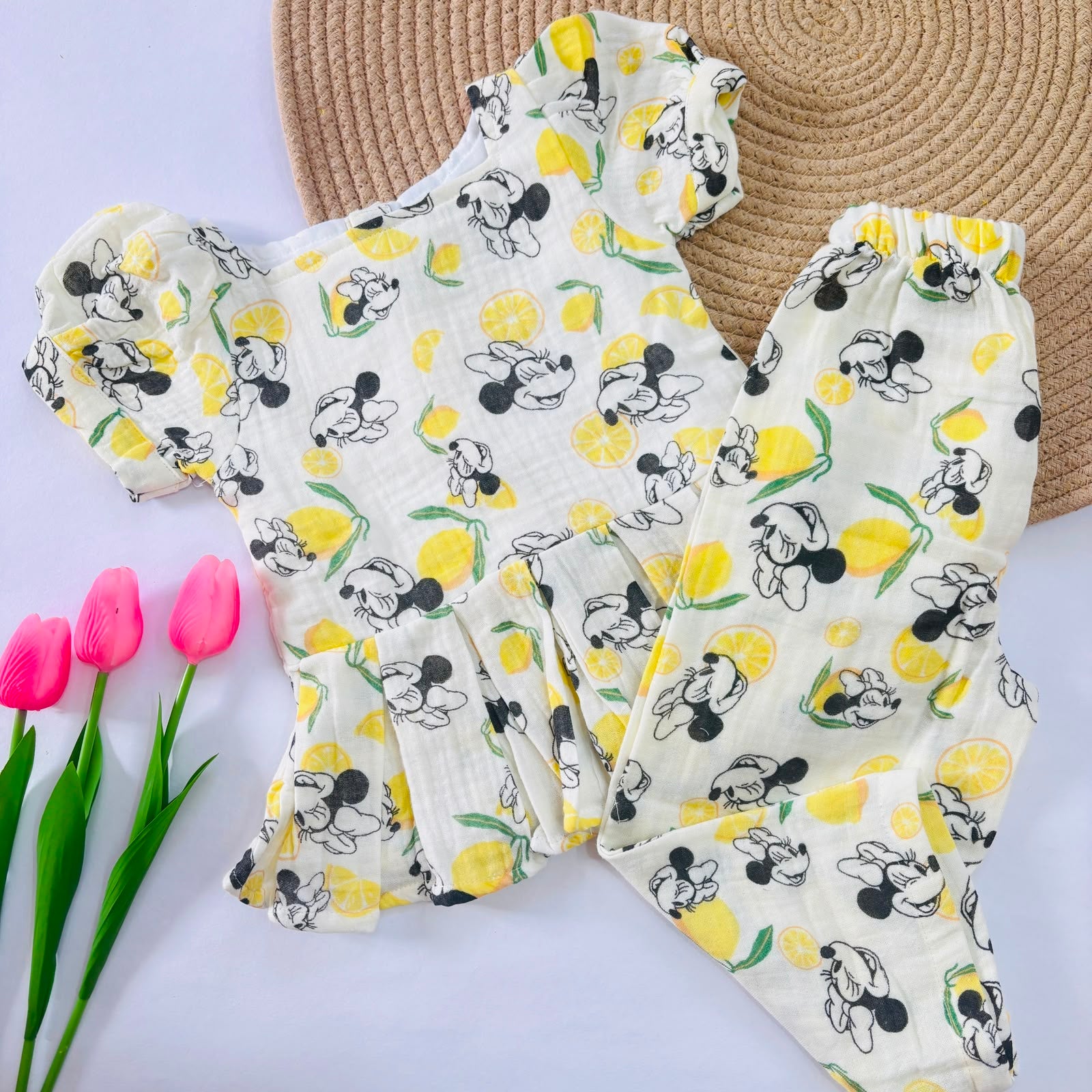 Girls Cotton Peplum Pant Set