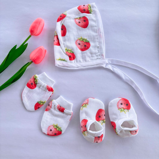 Muslin Cap Mitten and Booties Set MN01