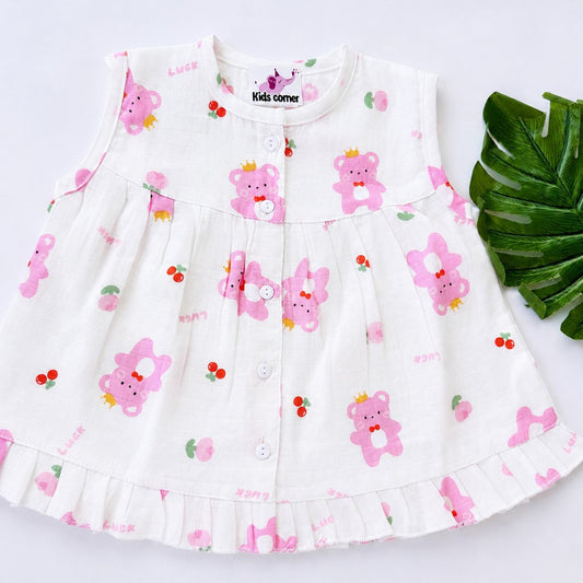 Muslin Frocks Front Open Button MN01