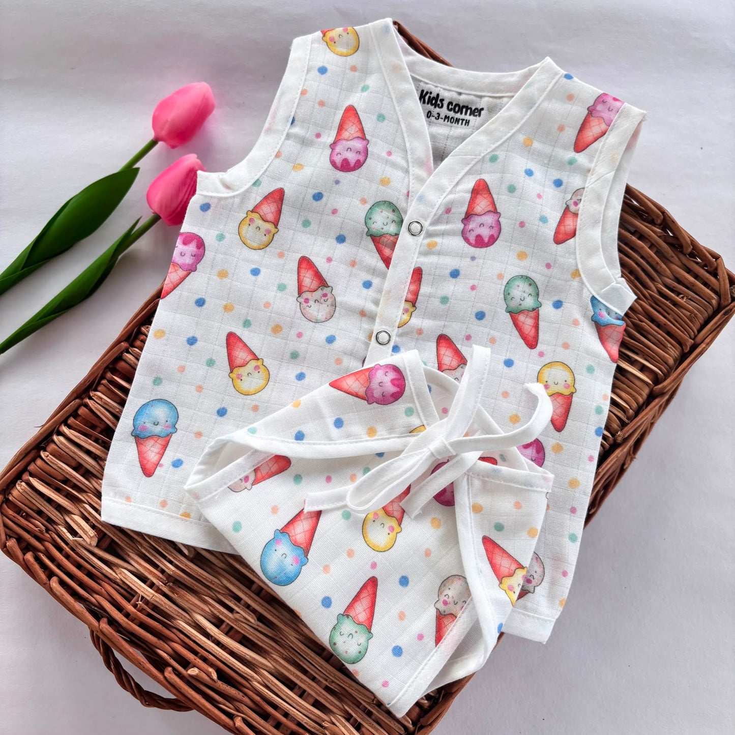 Premium Muslin Button jablas and Nappy set 5 pcs pack