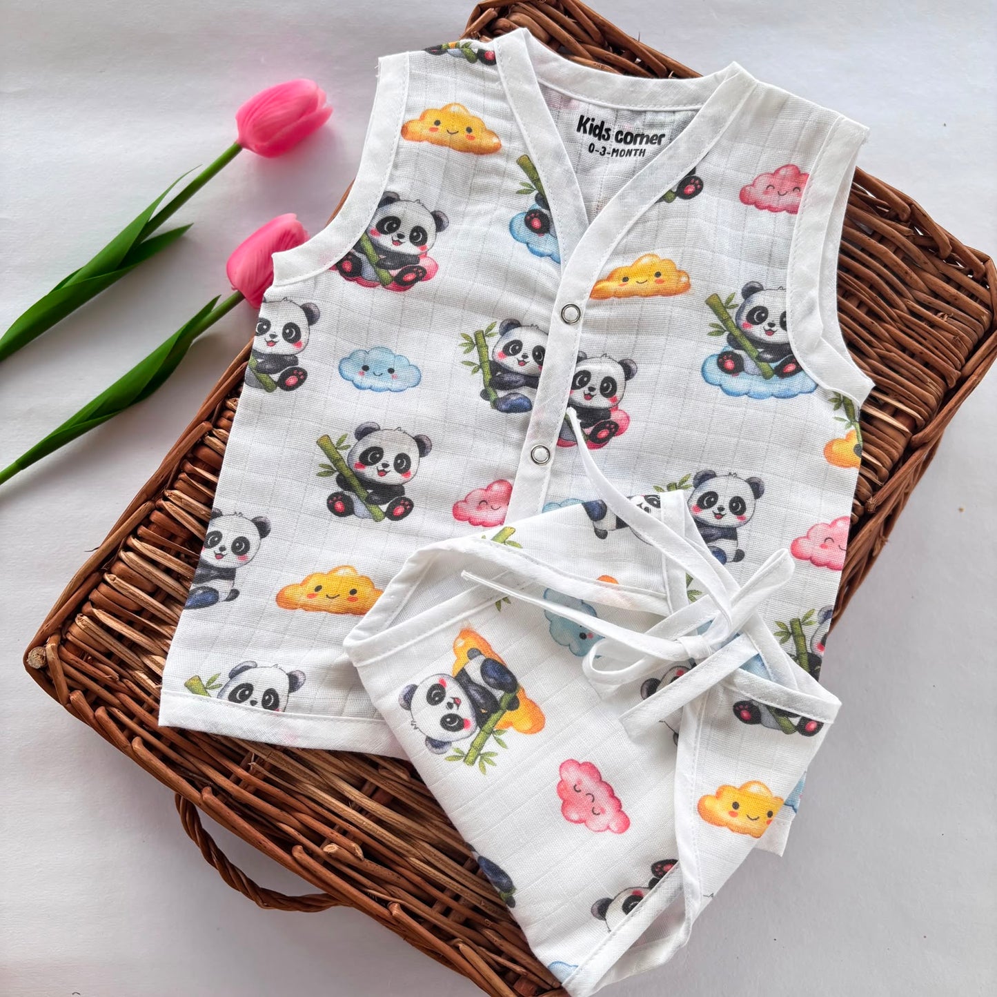 Premium Muslin Button jablas and Nappy set 5 pcs pack