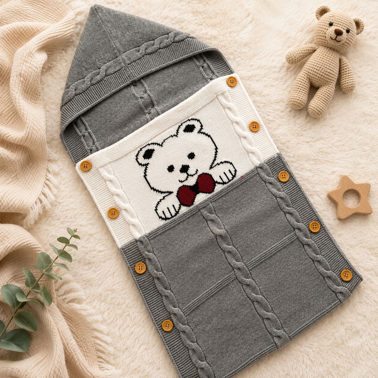 Premium Woollen Baby Sleeping Bag With Hood